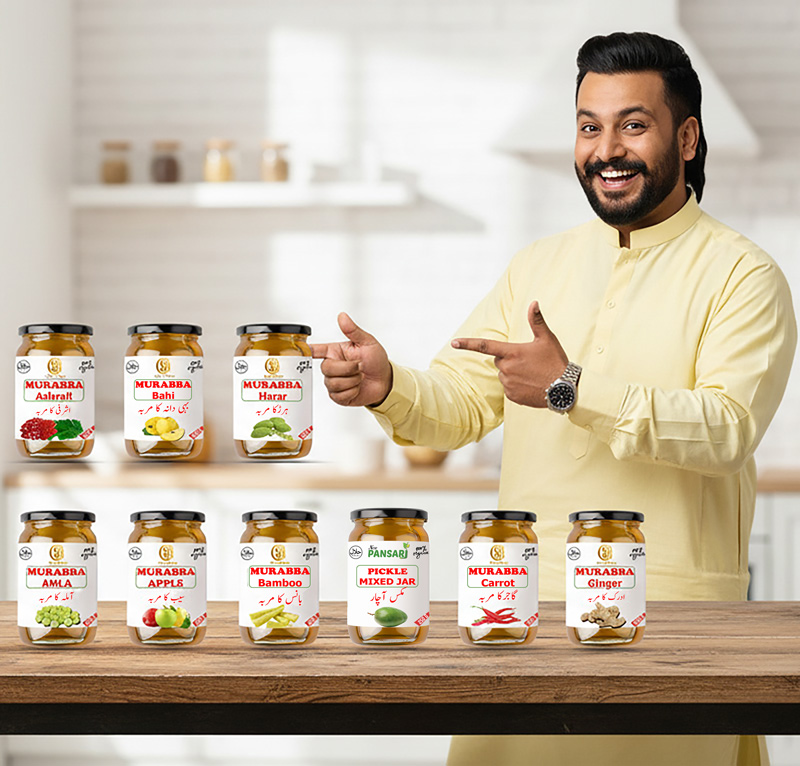 Mian Ali with Sehat Bites products on about us page